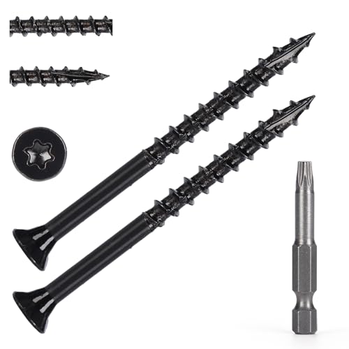 Wood Screws #10 x 2-1/2’’, T25 Star Torx Drive Flat Head Deck Screws, Black, 79Pcs (1lb) - color: Black, size: 10X2-1/2’’