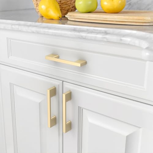 Amerdeco 10 Pack Brushed Brass Cabinet Pulls 3" - color: Brushed Brass, size: 3" hole center