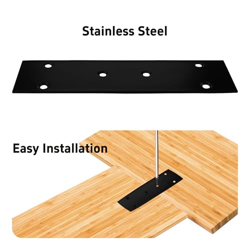 2pcs 7''x1.9'' Stainless Steel Flat Mending Plate, Heavy Duty Joining Plate Bracket Fixing Brace, Straight Brace Bracket for Furniture, Wood, Shelves, Cabinet (Black) - size: 170*48mm-Black