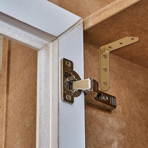 Wealrit 8 pcs Gold L Shape Brackets,Right Angle Corner Brace,2.28" Length - size: 2.28"
