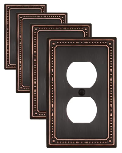 Switch Plates Outlet Covers, 4-Pack Aged Bronze Metal Wall Plates - color: Aged Bronze, size: 1 Duplex 4PK
