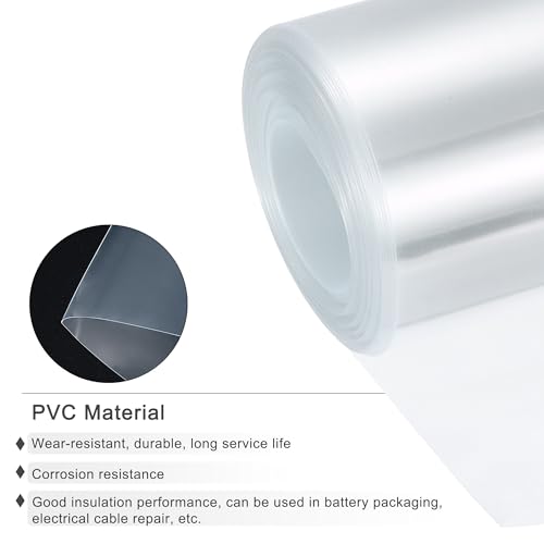 MECCANIXITY PVC Heat Shrink Tubing 50mm Dia 80mm Flat 33Ft Clear - color: Clear, size: 50mmx80mmx10m