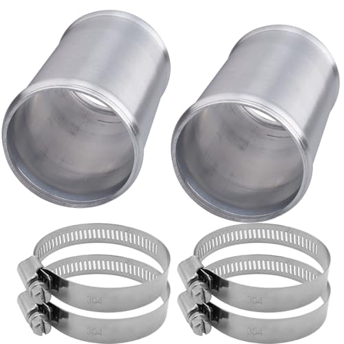 AC PERFORMANCE 2.5" (63mm) OD Aluminum Alloy Hose Joiner Silicone Pipe Connector Bead, 4" Length with 304 SS Clamps, Pack of 2 - size: 2.5" (63mm) - 2PCS