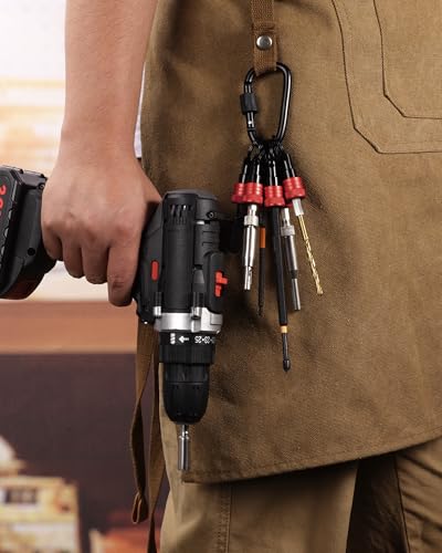 Katerk Bit Holder Keychain 12 Pcs, 1/4-Inch Hex Shank, Quick Release, Red - color: Red