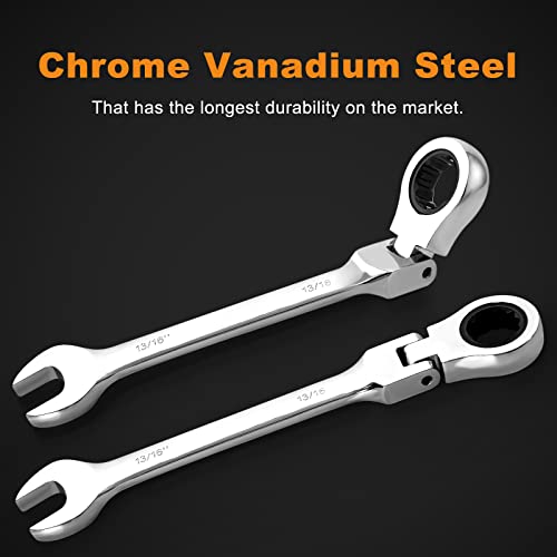 Qnkaa Qnkaa12pcs Flexible Ratchet Wrenches Set SAE 1/4” to 7/8“ Inch - size: 12-Piece SAE Set
