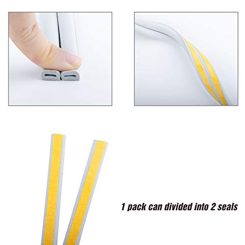 CloudBuyer Door & Window Weather Stripping, Soundproof Insulation Seal Strip with Self-Adhesive Rubber Collision Protection, 16.5 Ft (Grey) - color: Gray, size: 16.5Ft