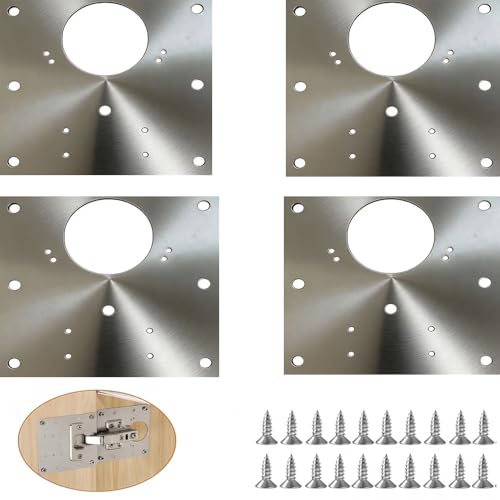 Cabinet Hinge Repair Kit – Fix Loose Cabinet Doors & Stripped Screw Holes, 4 Heavy Duty Repair Plates with Screws, Easy Installation for Kitchen Cabinets