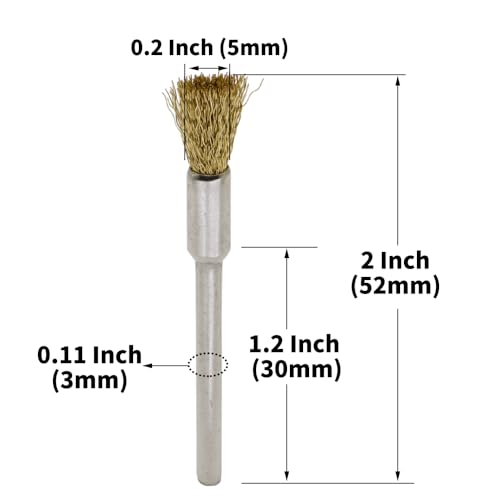 20PCS Brass Wire Brushes - Metal Rust Removal, Cleaning, and Polishing - 5mm Diameter, 1/8″ (3mm) Shaft - Removes Burrs, Dust, and Oxide Layer - Handles Rough Surfaces - Rotary Tool Accessories - style: Brass Wire Brush 3*5mm 20PCS