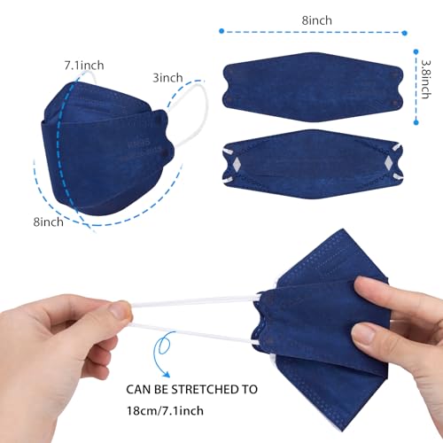Borje KN95 Face Masks 50 Pack, Breathable Comfortable and Disposable KN95 Mask,Masks for Adults - color: Dusty Blue=50pcs