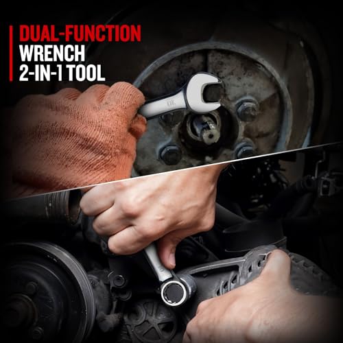 zhax 10mm Metric Stubby Combination Wrench, 12 Point Box End, 15 Degree Offset Design, Mirror Polish Finish, Forged CR V Steel, Hand Tools for Mechanics, Ideal for Auto and Home Repair - size: 10mm