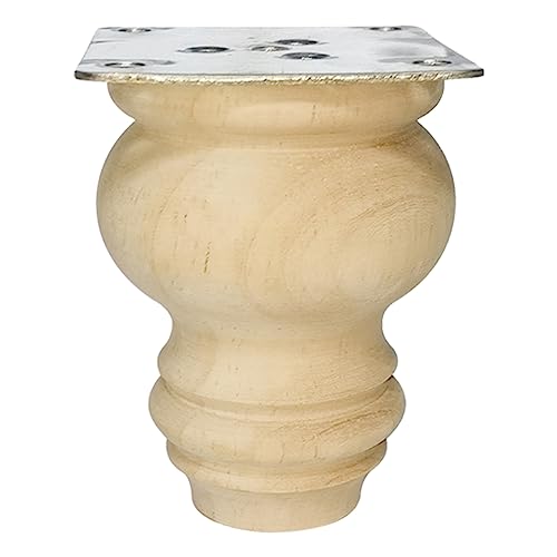3 Inch Wooden Furniture Legs, Solid Wood Unpainted Replacement Furniture Legs, Cabinet Legs/Desk/Sofa/Bookcase Bun Feet, DIY Wooden Round Legs with Mounting Plate & Screws Set of 4 - size: 3 Inch