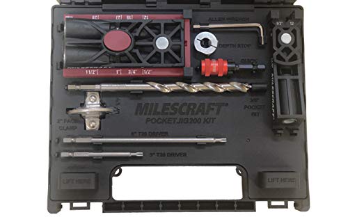 Milescraft Pocket Jig 200XCJ - Woodworking Tool Bundle with Double Barrel & Single Barrel Pocket Hole Jigs, 2" Face Clamp, Accessories