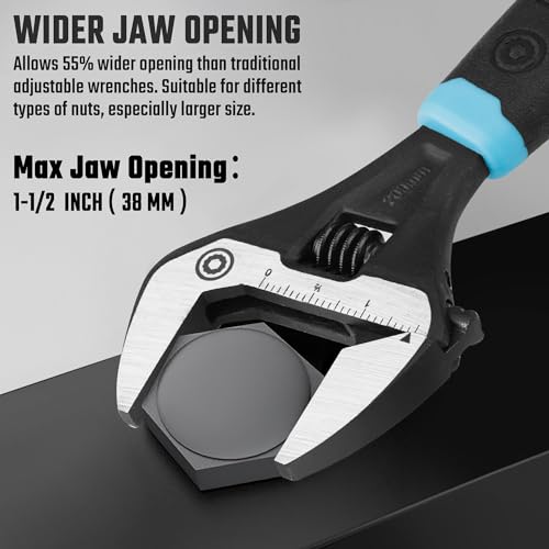 DURATECH 8-Inch Wide Jaw Adjustable Wrench - color: Black & Blue, size: 8-Inch