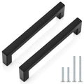 Probrico 5 Pack 5 Inch (128mm) Hole Center Cabinet Handles Stainless Steel Kitchen Drawer Pulls Square Bar Cabinet Hardware for Kitchen Bathroom Cupboard - color: Black, size: 5" hole center