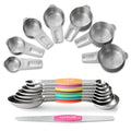 Stainless Steel Measuring Cups & Spoons Set, EWFEN Kitchen Tools Nesting Measuring Cups and Spoons, Fits in Spice Jars for Baking & Cooking, BPA Free, Set of 15 with Leveler, Multicolor - color: Multicolor Spoons