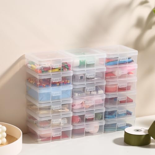 novelinks Plastic Small Storage Containers for Organizing, Mini Tote Box - color: 18 Pack Small -Clear