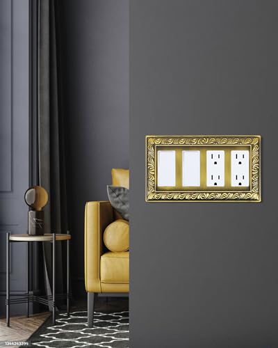 2-Pack Paisley Pattern Quad Decorator Outlet Cover Plate,Metal Wall Plate - style: 4 Decorator 2PK