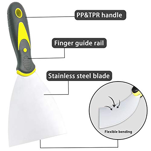 Putty Knife Set, 4 PCS (2,3,4,6 inch) Spackle Putty Knives, Metal Scrapers, Putty Scrapers for Drywall, Putty, Decals, Wallpaper, Baking, Patching and Painting
