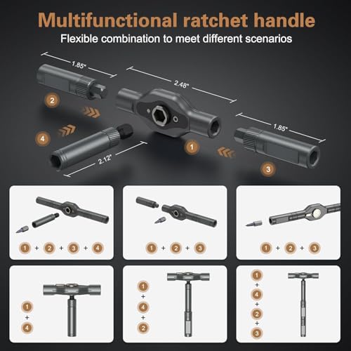 SEESE Ratchet Magetic Screwdriver Set: S2 Steel Precision Screwdriver Set - Removable Self Assembly Screwdriver Kit for Furniture Assembly and Repair - Gift for DIYer
