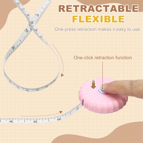 HARFINGTON 2Pcs Soft Tape Measure 79" Double Scale Retractable Mini Cartoon Measuring Tape Cute Tape Measurer for Sewing Craft Cloth Fabric Tailor Weight Loss Body Measurements, Pink - color: Pink