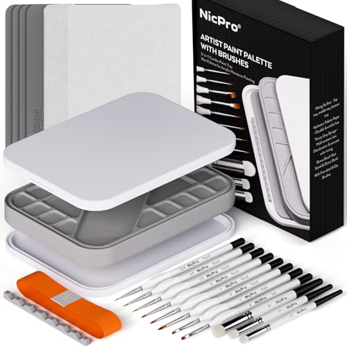 Nicpro Miniature Painting Kit with Wet Palette, Detail Paint Brush Drybrush - color: White