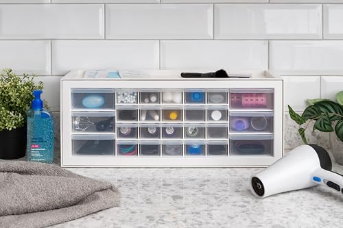 IRIS USA 26-Drawer Teacher Toolbox, Building Bricks Craft Storage, White - color: White, size: 26 Drawer