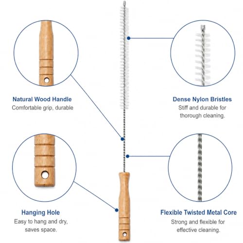 Drain Cleaning Brush, 28" Flexible Drain Cleaner Tool, Wooden Handle, 2Pack