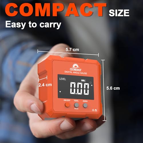 Digital Angle Finder Magnetic Base Compact Digital Level Protractor Orange - color: Orange