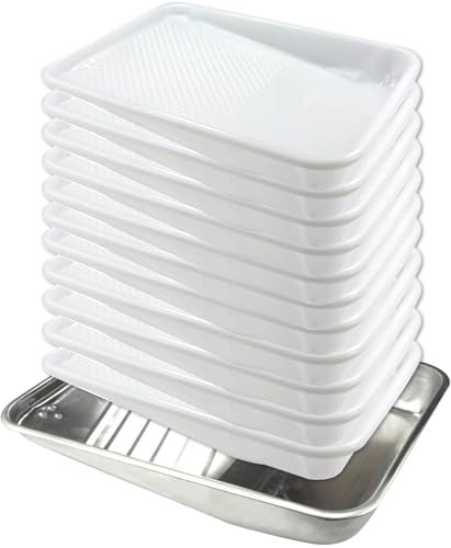 11-Pack 9 inch Disposable Plastic Paint Roller Tray -Come Up with Extra Metal Tray Liner - Ideal for DIY Painting House Projects - size: 12 Pack, 9 Inch