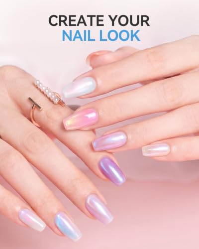 Makartt Pearl Gel Nail Polish Set 15ML : 6 Shimmer Mermaid Colors - color: Nebula Spectrum