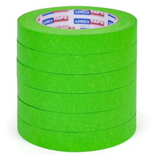 ADHES Green Masking Tape Painter Tape 18mm x 50m | 6Rolls x 0.7Inch x 55Yard,Clean Removal, No Residue, Multi-Surface,Ideal for Painting DIY Arts Crafts Labeling - size: 18mm x 50m