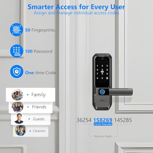 UMIKSMART WiFi Smart Door Lock with Camera, Fingerprint Keypad, App Control - color: Charcoal