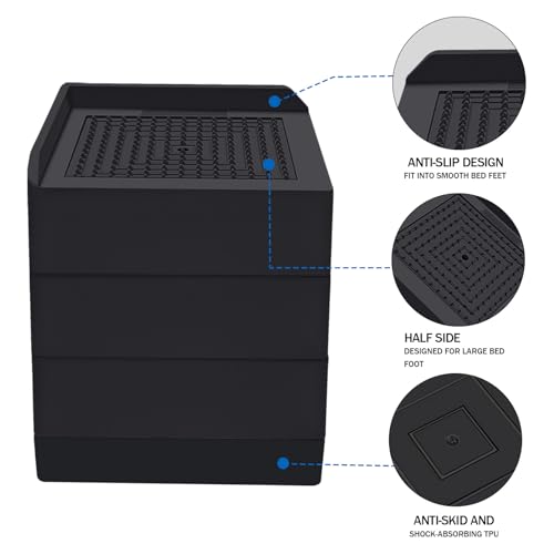 ANNKUT Bed Risers 4 inch Heavy Duty, Furniture Risers for Desk Table Sofa Couch Lifts to 1.5、3 or 4 in, Square Adjustable Risers Blocks, Support Up to 1,300 Lbs（4 Pack-Black） - color: 4 Inch-black(square)