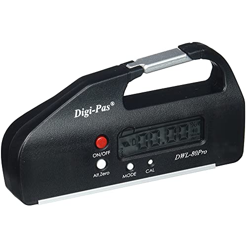 DigiPas DWL80PRO Pocket Size Digital Level, Electronic Angle Gauge, Protractor, Angle Finder, Bevel Gauge, 0.05° 4 inch, Black