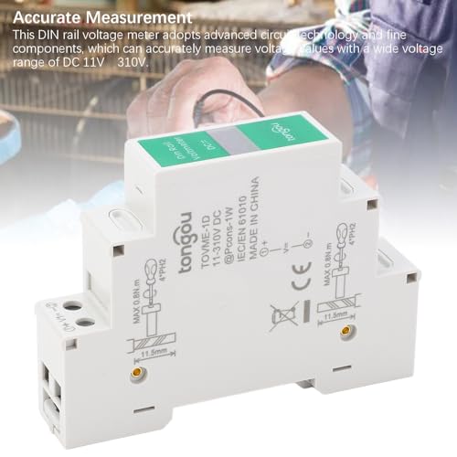 DIN Rail Voltmeter, DC 11V-310V DC Voltage Meter, Digital Display, 3 Display Digits, with English User Manual