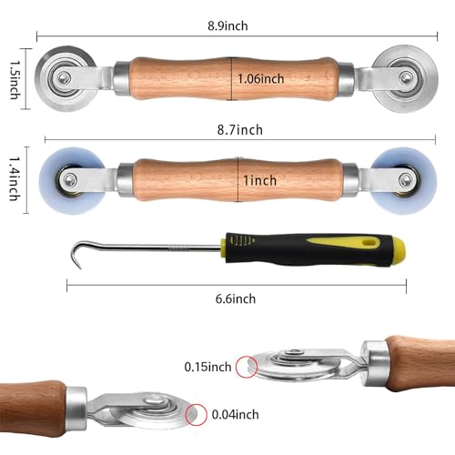 BAYTORY 3Pcs Screen Tool, Window Screen Spline Roller Tool with Wooden Handle and Steel/Nylon Bearing Wheels, Mesh Screen Door Repair Kit Easy to Use - style: Nylon & Stainless Steel