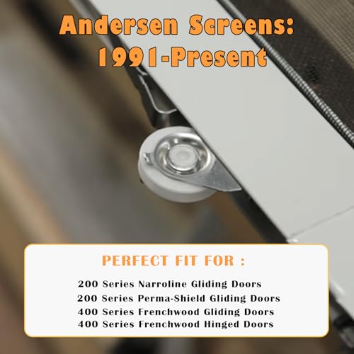 Gliding Screen Door Roller Assembly Fits for Andersen Upper #1997063 & Lower #1997310 (1991 to Present), 1-1/4" Nylon Concaved Wheels, Edge Adjustable (2 Pairs) (‎Upper Screen) - color: ‎Upper Screen