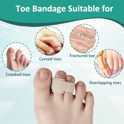 10 Pack Hammer Toe Straightener, Hammertoe Corrector for Women Men, Buddy Tape for Broken Toe, Reusable Toe wrap, Fabric Toe Splints for Bent, Curled, Crooked, Claw, Hammer Toes (5L + 5S, Beige)