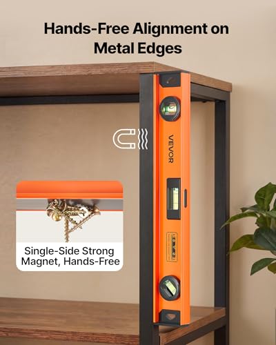 VEVOR Magnetic Level Set, 4-Piece Included 16/24/36/48 in, Aluminum Alloy I-Beam Bubble Leveler with Clear 3 Green Vials & Hanging Hole, Level Tool Ideal for Hanging Pictures, Home Improvement & DIY - size: 16/24/36/48 inch set