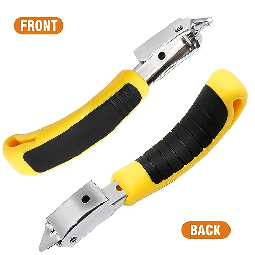 Staple Remover, Upholstery Staple Remover Tool, Upholstery Tools Tack Lifter with Double Pronged Head Nail for All Kinds of Staples for Furniture, Yellow