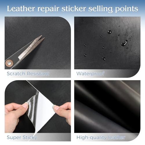 BSZHTECH Leather Repair Tape Self-Adhesive Leather Repair Patch for Couch Furniture Sofas Car Seats Advanced PU Vinyl Leather Repair Kit(Black, 3.9 X 79 inch) - color: Black#1, size: 3.9X79IN