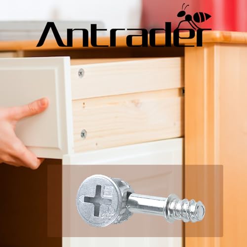 Antrader 10-Pack Furniture Side Knock Down Furniture Cam Lock Connecting Fitting Pre-Inserted Nut Dowels Connector Assembly (812 Fitting+28mm Screw) - size: 28mm