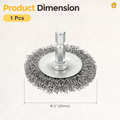 2in Wire Wheels for Drill with 1/4in Hex Shank, Carbon Steel - size: 2 inch(0.012in Wire)