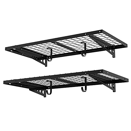 FLEXIMOUNTS 2 Pack 2x4ft Garage Storage with 4 Hooks, Black - size: 2 pack-2x4 ft/ 4hooks