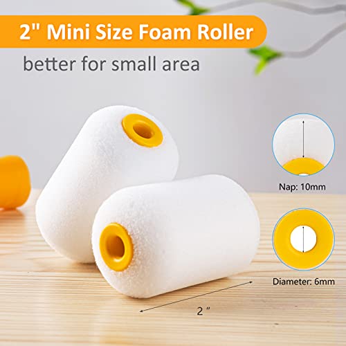 Mister Rui Mini Paint Roller Kit 22 Pieces, 4" 2" Paint Rollers Foam Brush
