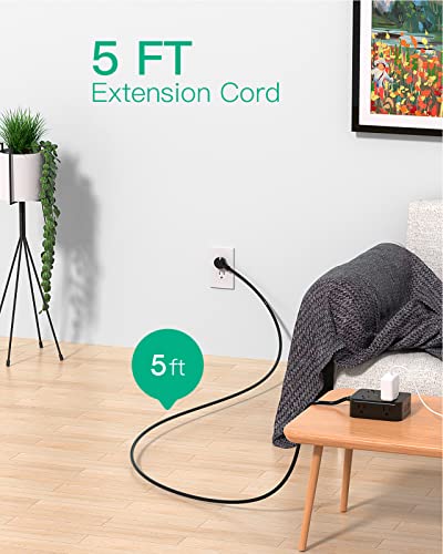 Power Strip Surge Protector, Flat Plug, Wall Mount - size: 5 FT