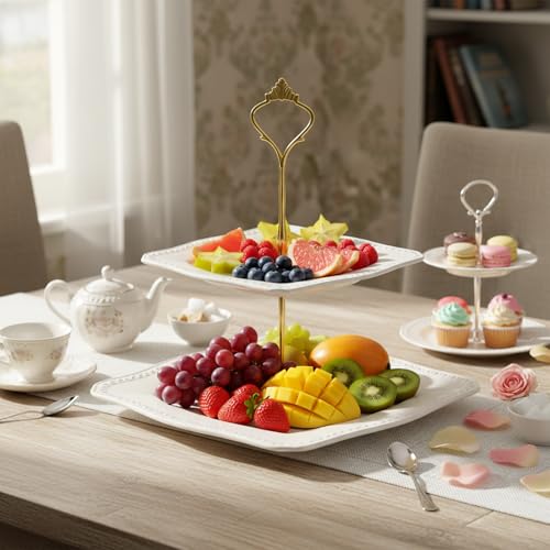 Tucnoeu 5 Sets of 2 Tiered Tray Hardware Kit - Cake Stand Hardware Tiered Tray Plate Hardwares Kit for Serving Dessert Cupcake Dish Food(3 Gold, 2 Silver) - color: 1