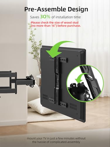 USX MOUNT Ultra Slim TV Wall Mount 37-75 Inch TVs Mount with Swivel and Tilt, Low Profile Full Motion Bracket with Articulating Dual Arms, Up to VESA 400X400 mm Max 16" Wood Studs, Holds 99lbs - size: 35-75 inch