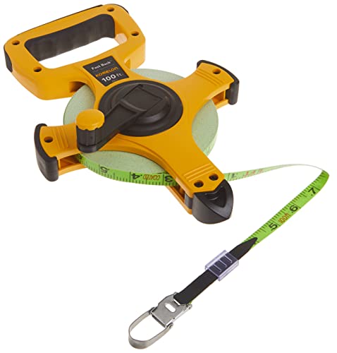 Komelon 8811 Fast Back Open Reel Long Tape Measure with Double Nylon Coated Fiberglass Blade 100-Feet by 1/2-Inch, Yellow,White - size: 30.5 m, style: FASTBACK FIBERGLASS - 100FT