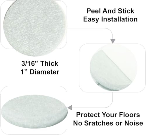 48 Pcs Self Adhesive 1" Round Felt Furniture Pads (White, 1") - color: White